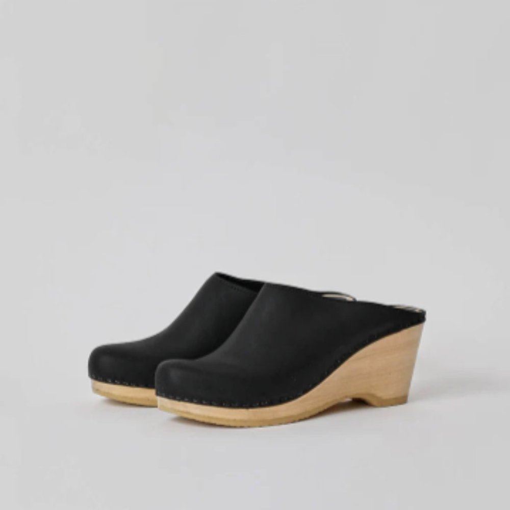 No.6 New School Clog on Wedge in Black
